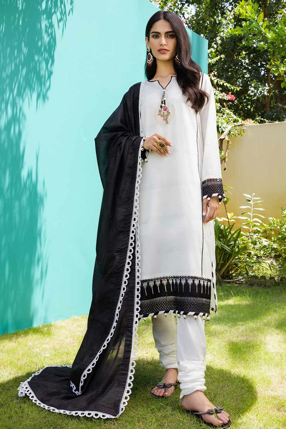 Picture of Gul Ahmed - Gul Ahmed 3PC Cotton Embroidered Suit MJ 22075 Pre Fall Cambric Collection 2022 - Available at Raja Sahib