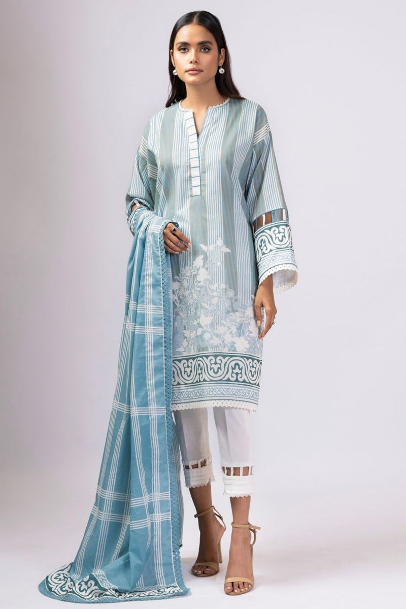 Picture of Al Karam - 3 PC Printed Lawn Suit With Doria Dupatta SS23A Spring Summer Lawn Collection Vol 1 - Available at Raja Sahib