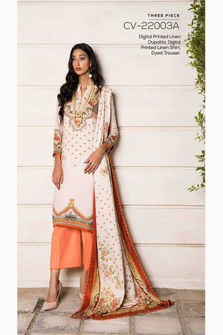 3 PC Embroidered Linen Suit CV22003A Winter Collection Vol 3 2022