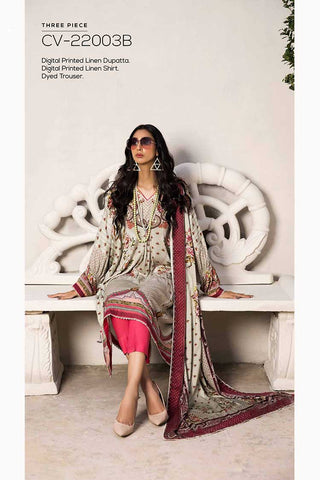 3 PC Embroidered Linen Suit CV22003B Winter Collection Vol 3 2022