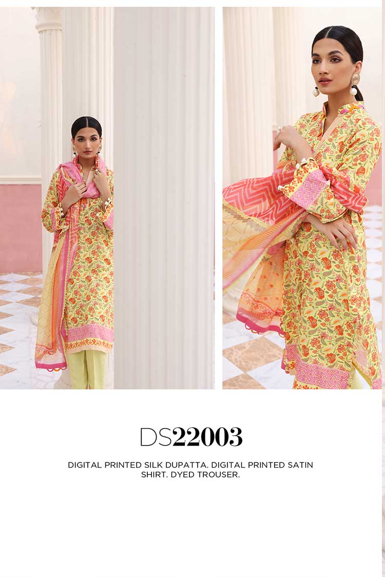 Picture of Gul Ahmed - 3 PC Printed Satin Suit DS22003 Aangan Collection - Available at Raja Sahib