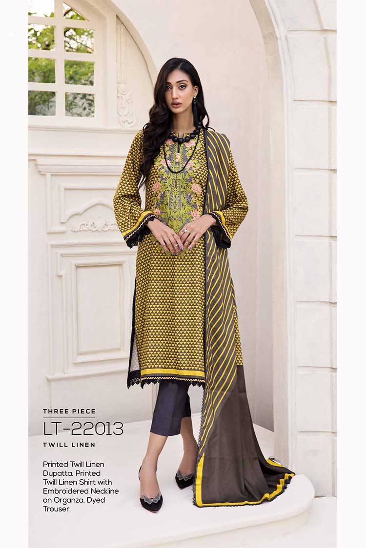 Picture of Gul Ahmed - 3 PC Embroidered Twill Linen Suit LT22013 Winter Collection Vol 3 - Available at Raja Sahib