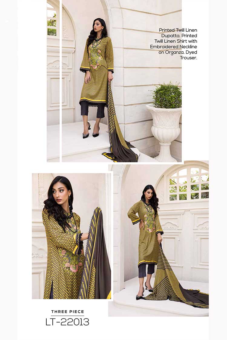 Picture of Gul Ahmed - 3 PC Embroidered Twill Linen Suit LT22013 Winter Collection Vol 3 - Available at Raja Sahib