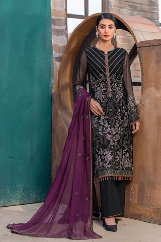 Flossie K 1107 Coal Black Kuch Khas Premium Chiffon Collection 2022 Vol 11