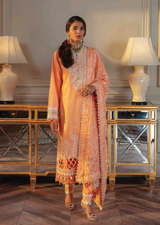 Raaya 01 Peach Melba Carnation Luxury Eid Collection 2022