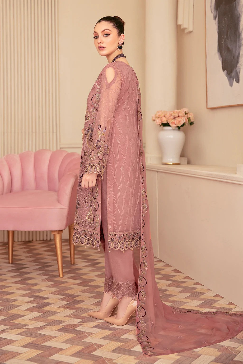 Picture of Ramsha - M 605 Minhal Embroidered Chiffon Collection Vol 6 - Available at Raja Sahib