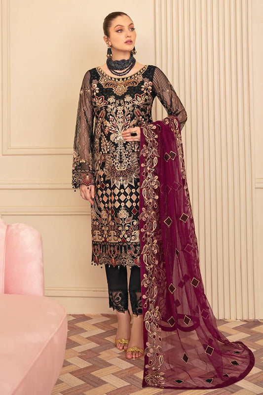 Picture of Ramsha - M 606 Minhal Embroidered Chiffon Collection Vol 6 - Available at Raja Sahib