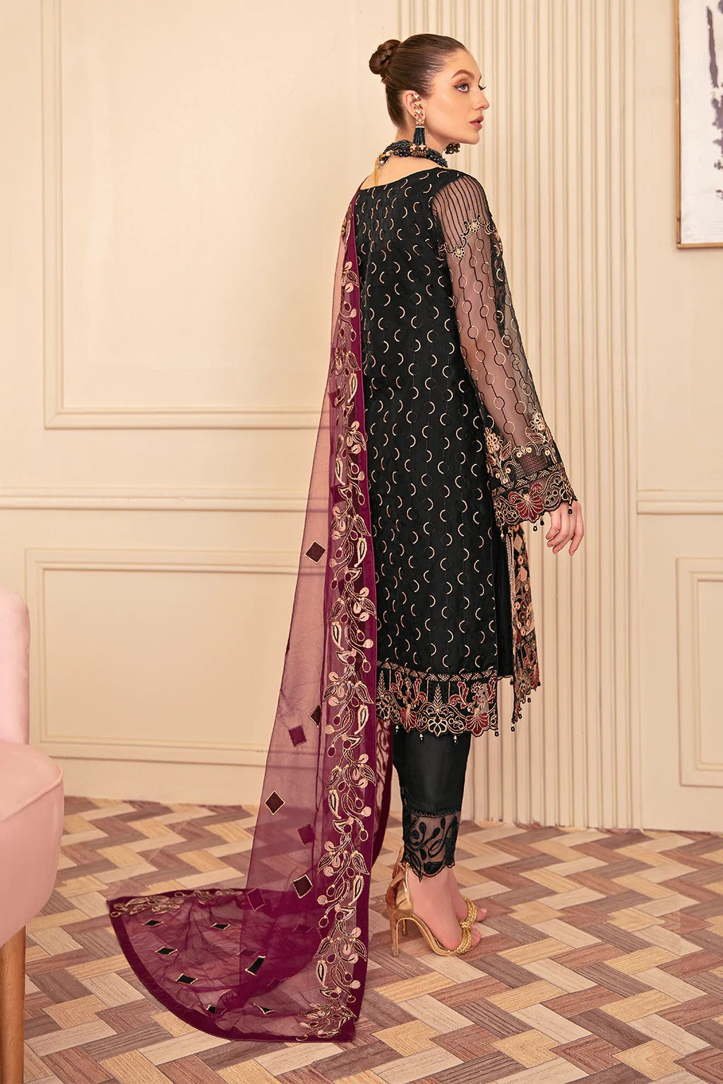 Picture of Ramsha - M 606 Minhal Embroidered Chiffon Collection Vol 6 - Available at Raja Sahib