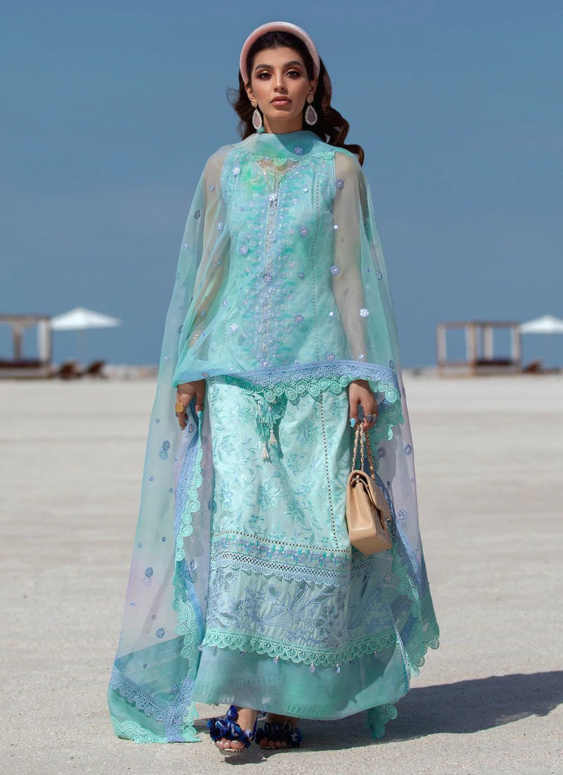 Picture of Farah Talib Aziz - FTA 09 Mykonos Sky Ilo Lawn Collection - Available at Raja Sahib