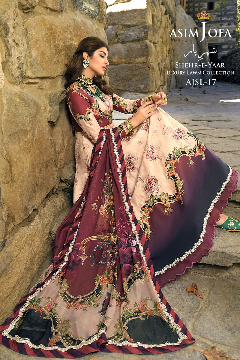 Picture of Asim Jofa - AJSL 17 Shehr e Yaar Luxury Lawn Collection - Available at Raja Sahib