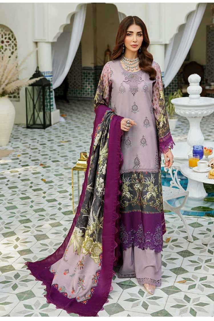 Picture of Noor by Saadia Asad - Design 4A Noor Embroidered Prints Woolen Shawl Collection - Available at Raja Sahib