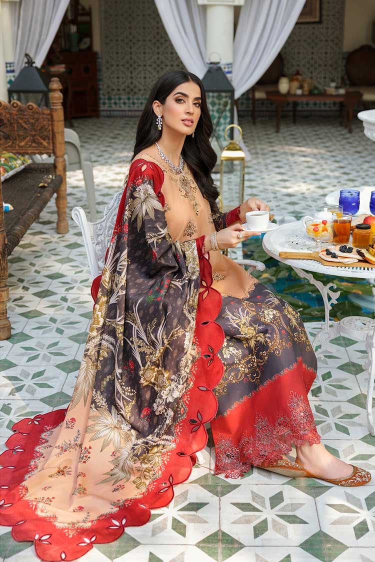 Picture of Noor by Saadia Asad - Design 4B Noor Embroidered Prints Woolen Shawl Collection - Available at Raja Sahib