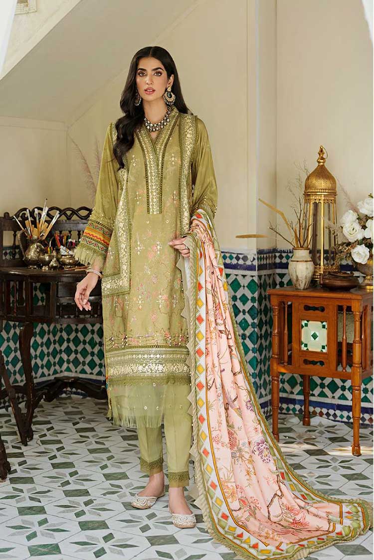 Picture of Noor by Saadia Asad - Design 7B Noor Embroidered Prints Woolen Shawl Collection - Available at Raja Sahib