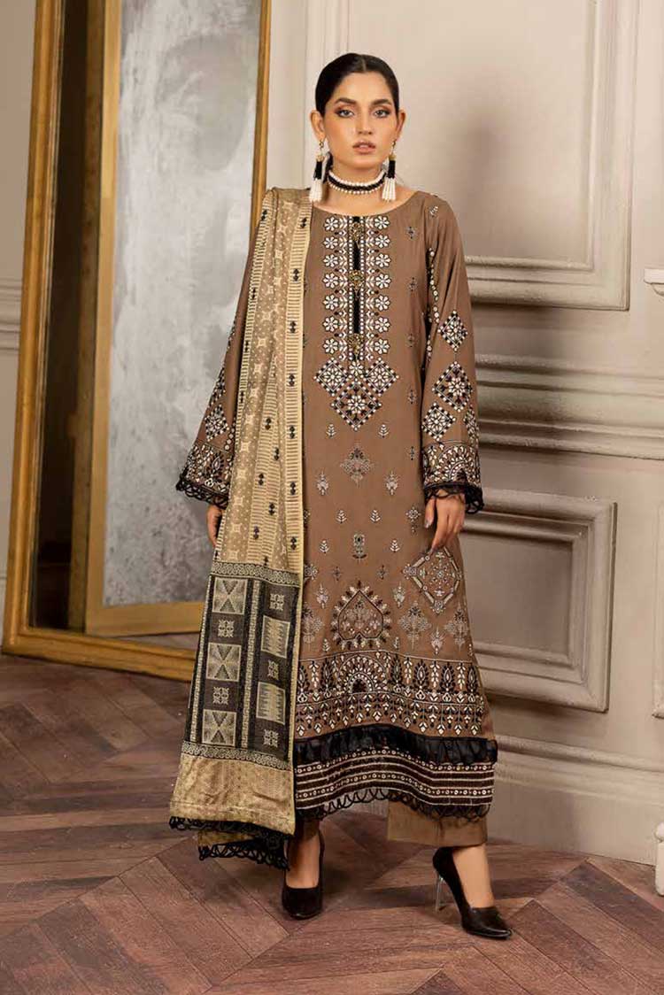 Picture of Shaista - SDJ 109 Embroidered Dhnak Jacquard Shwal Collection - Available at Raja Sahib