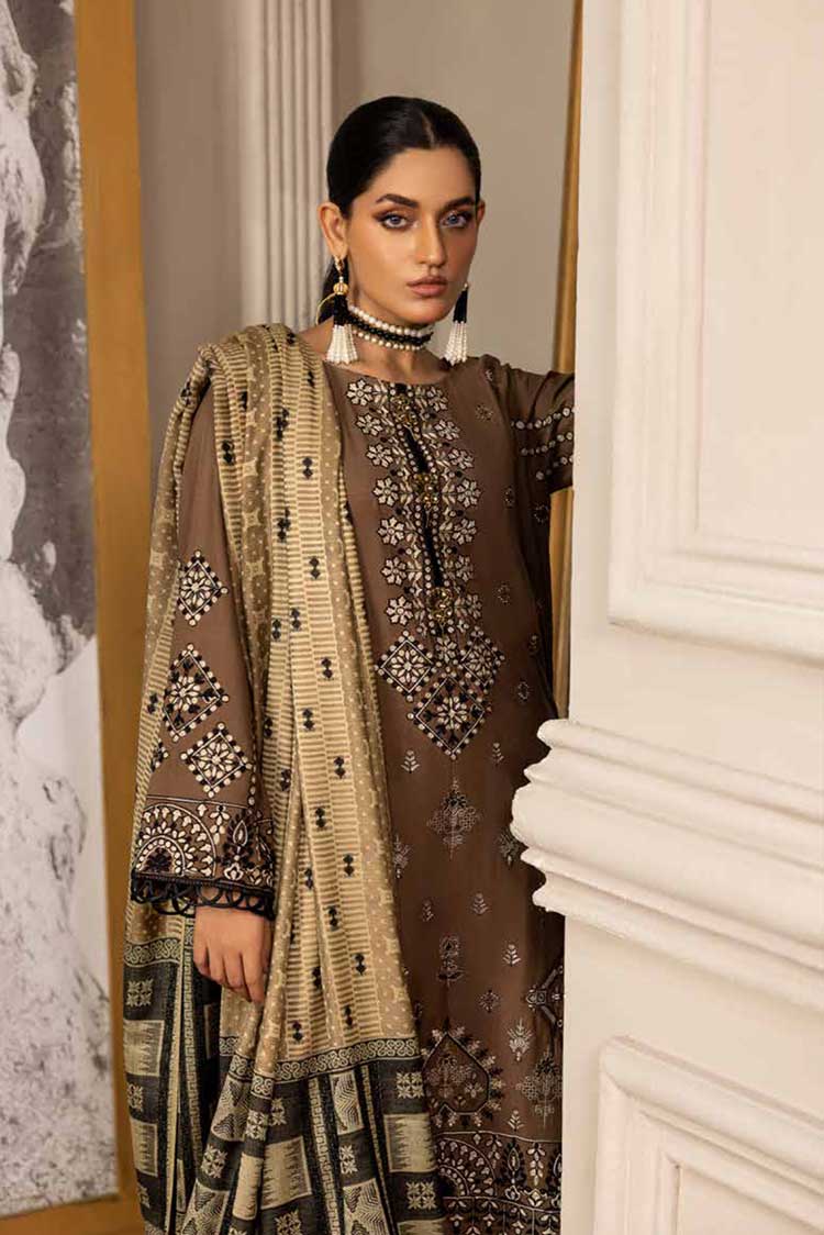 Picture of Shaista - SDJ 109 Embroidered Dhnak Jacquard Shwal Collection - Available at Raja Sahib