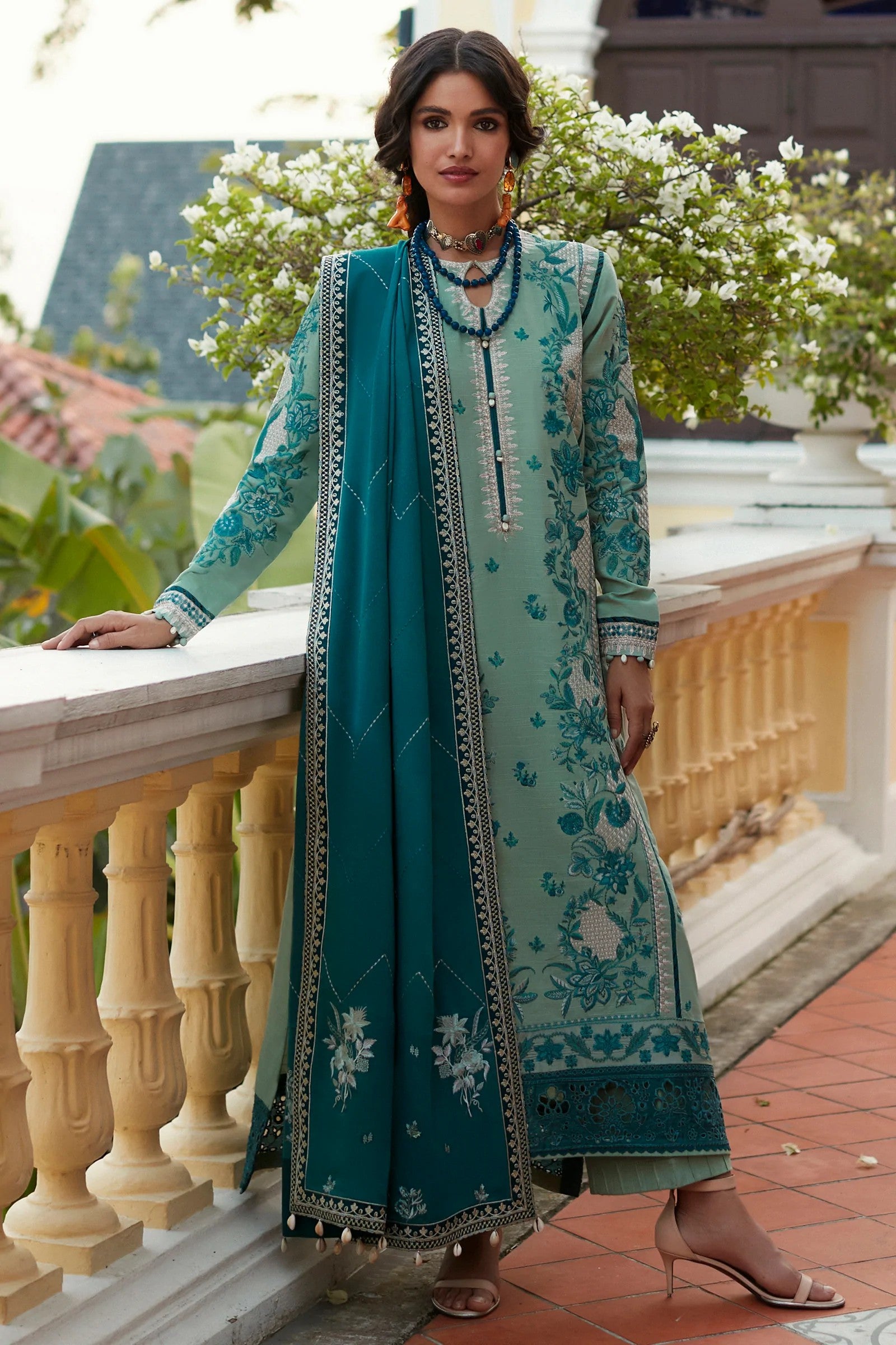 Picture of Zaha - ZW 22 06 Derya Winter Shawl Collection - Available at Raja Sahib