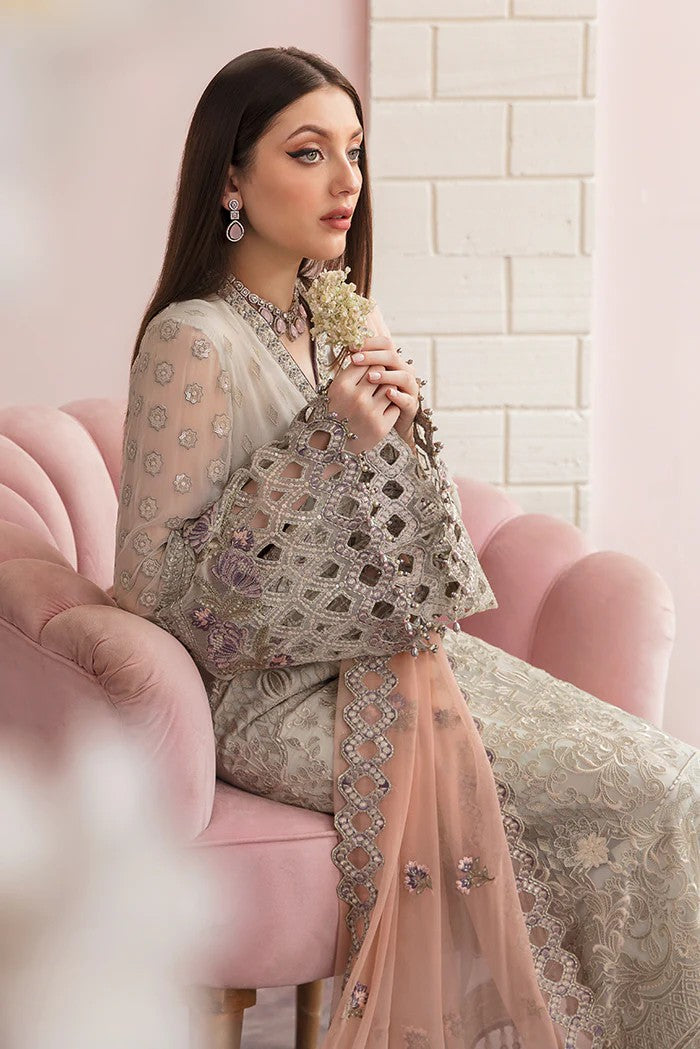 Picture of Flossie - FE 502 Ivory White Florence Luxury Executive Chiffon Collection Vol 5 - Available at Raja Sahib