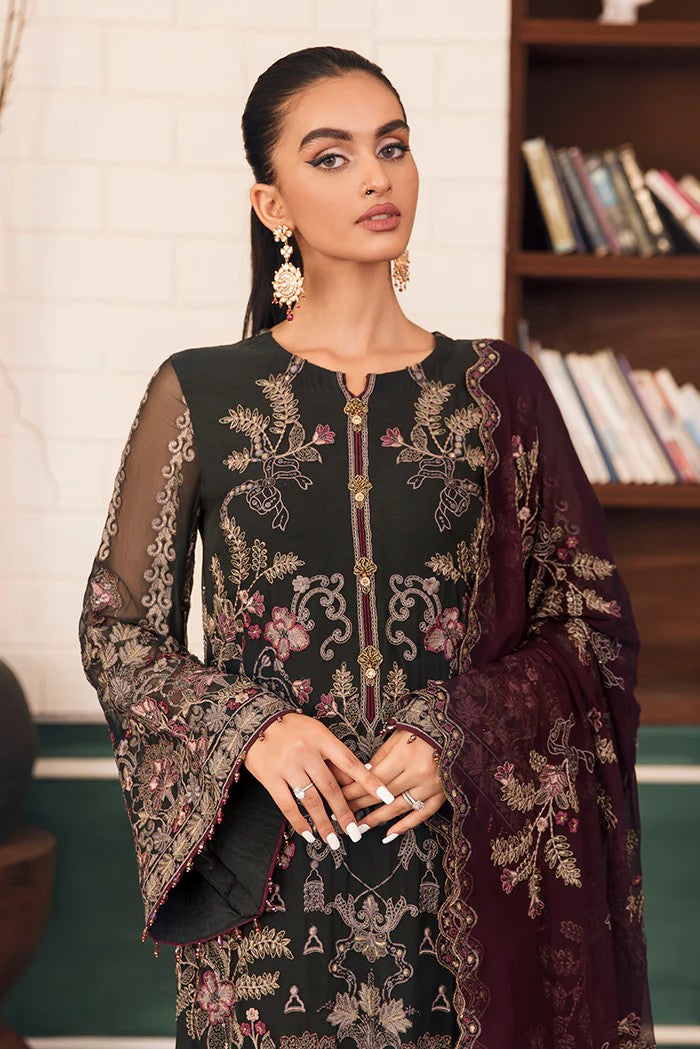 Picture of Flossie - FE 504 Crimson Charcoal Grey Florence Luxury Executive Chiffon Collection Vol 5 - Available at Raja Sahib