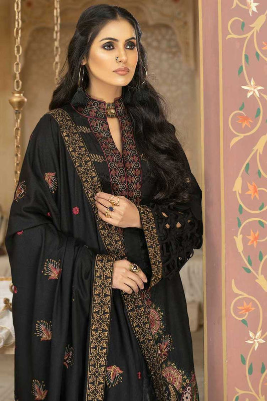 Picture of Anamta - 02 Black Motif Dans Le Imperial Winter Shawl Series Vol 3 2022 - Available at Raja Sahib