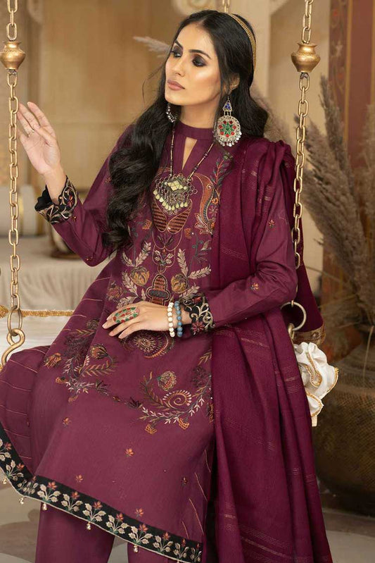 Picture of Anamta - 07 Maroon Jacquard Dans Le Imperial Winter Shawl Series Vol 3 2022 - Available at Raja Sahib