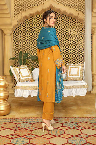 Design 07 Aks Embroidered Woolen Peach Collection