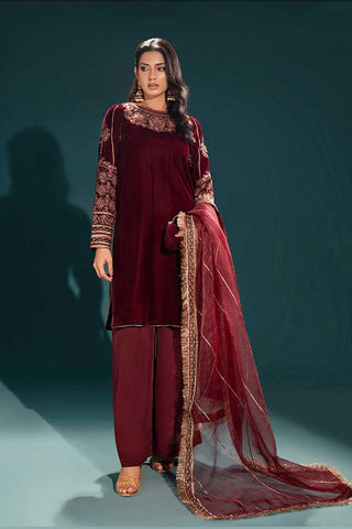 Shanyera A11 Maroon Plush Aroush Velvet Edit