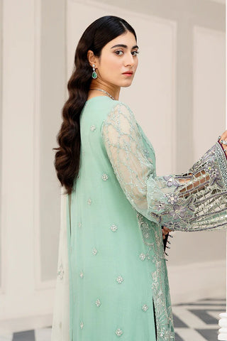 S 1102 Intensified Aqua Safeera Embroidered Chiffon Collection Vol 11