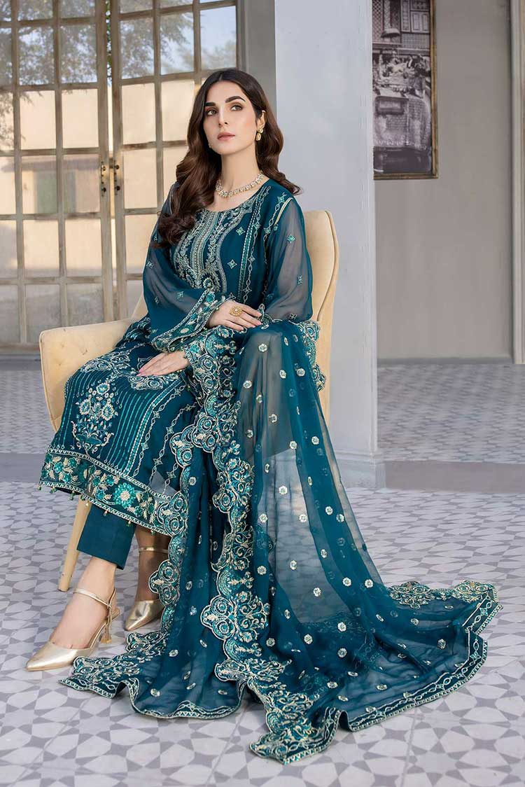 Picture of Meem - MD 06 Pure Chiffon Handwork Collection - Available at Raja Sahib