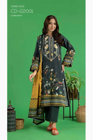 3 PC Embroidered Corduroy Suit CD22001 Winter Collection Vol 3 2022