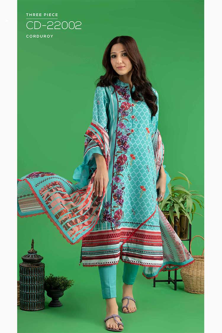 Picture of Gul Ahmed - 3 PC Embroidered Corduroy Suit CD22002 Winter Collection Vol 3 - Available at Raja Sahib