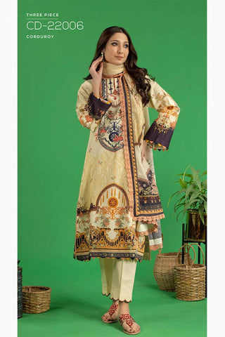 3 PC Embroidered Corduroy Suit CD22006 Winter Collection Vol 3 2022