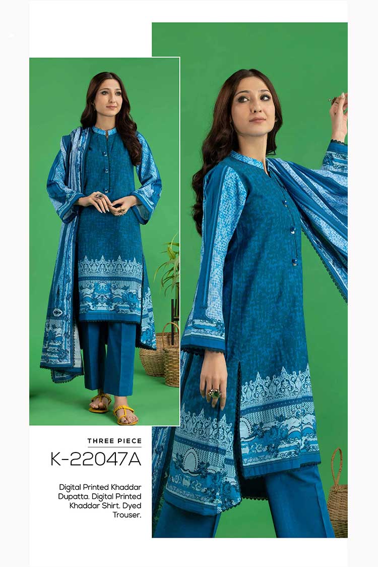 Picture of Gul Ahmed - 3 PC Embroidered Khaddar Suit K22047A Winter Collection Vol 3 - Available at Raja Sahib