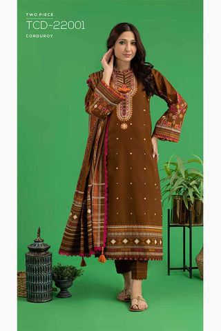 2 PC Embroidered Corduroy Suit TCD22001 Winter Collection Vol 3 2022