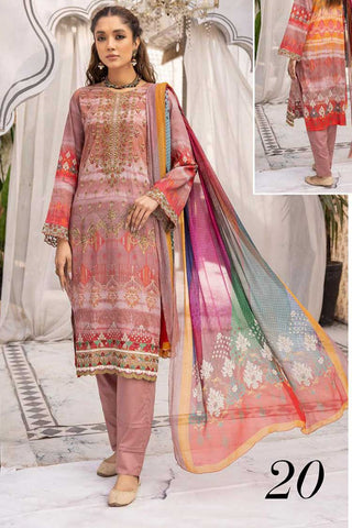 Design 20 Haram Embroidered Lawn Collection