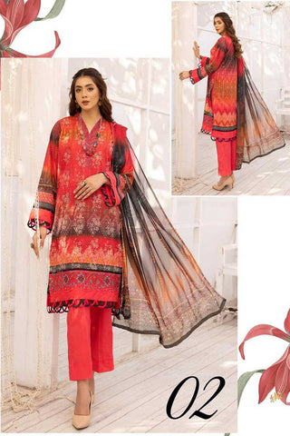 Design 02 Zarkis Exclusive Sequence Chikankari Lawn Collection Vol 8