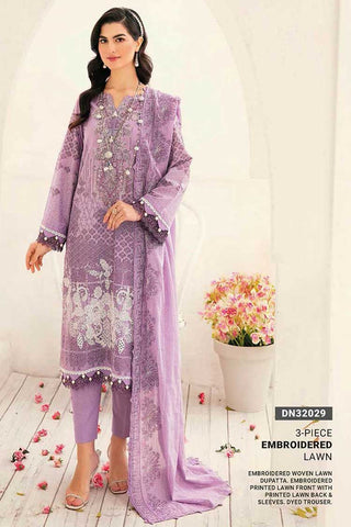 3 PC Embroidered Lawn Suit DN32029 Summer Essential Lawn Collection