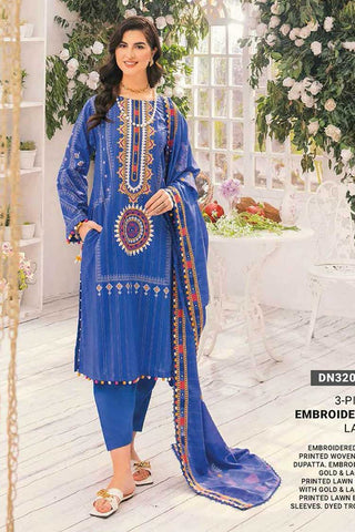 3 PC Embroidered Lawn Suit DN32052 Summer Essential Lawn Collection