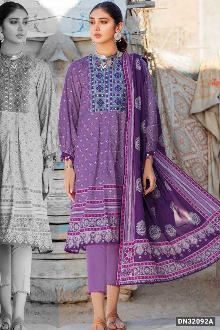 Picture of Gul Ahmed - 3 PC Embroidered Lawn Suit DN32092A Summer Essential Lawn Collection - Available at Raja Sahib