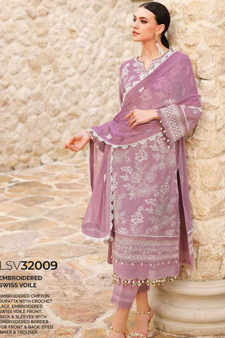 3 PC Embroidered Swiss Voile Suit LSV32009 Summer Premium Lawn Collection