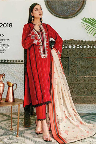 3 PC Embroidered Jacquard Suit MJ32018 Summer Premium Lawn Collection