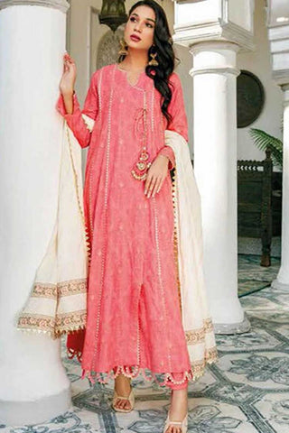 3 PC Embroidered Jacquard Suit MJ32034 Summer Premium Lawn Collection