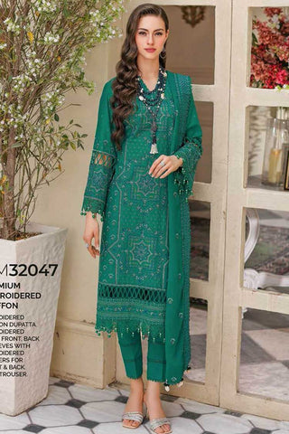 3 PC Embroidered Lawn Suit PM32047 Summer Premium Lawn Collection