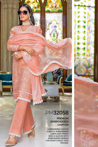 3 PC Embroidered Lawn Suit PM32058 Summer Premium Lawn Collection