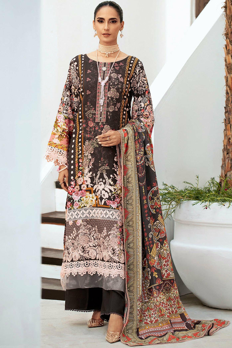 Picture of Lala - LW 0027 Blossom Embroidered Slub Linen Collection - Available at Raja Sahib