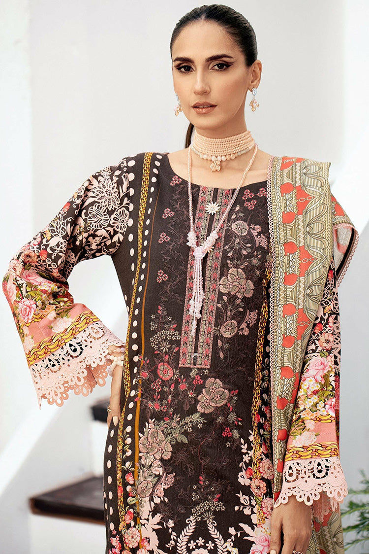 Picture of Lala - LW 0027 Blossom Embroidered Slub Linen Collection - Available at Raja Sahib