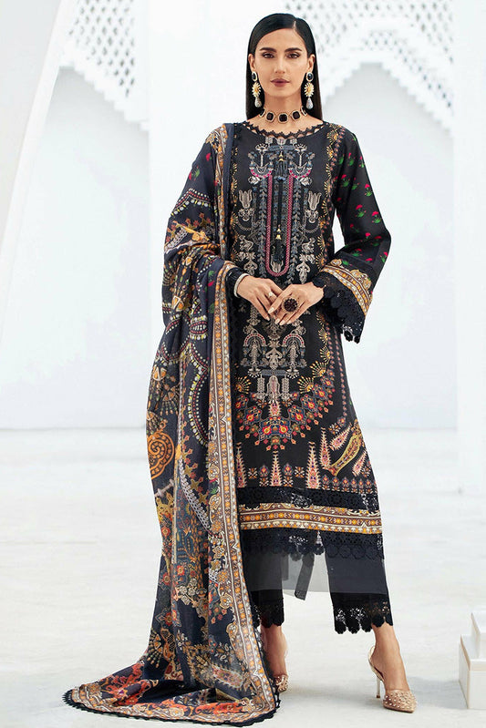 Picture of Lala - LW 0029 Blossom Embroidered Slub Linen Collection - Available at Raja Sahib