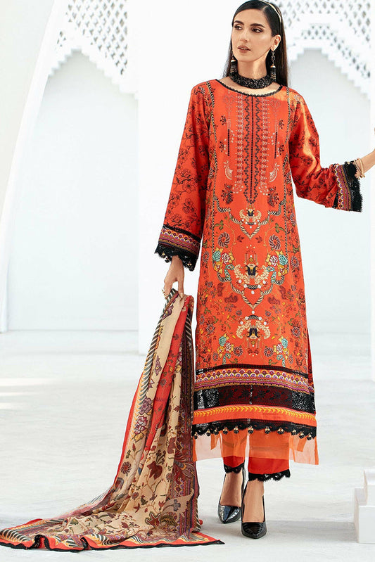 Picture of Lala - LW 0030 Blossom Embroidered Slub Linen Collection - Available at Raja Sahib