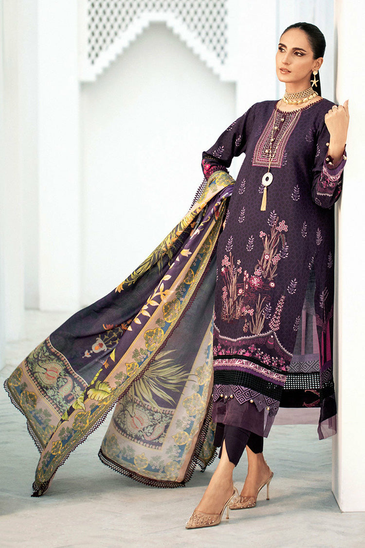 Picture of Lala - LW 0032 Blossom Embroidered Slub Linen Collection - Available at Raja Sahib