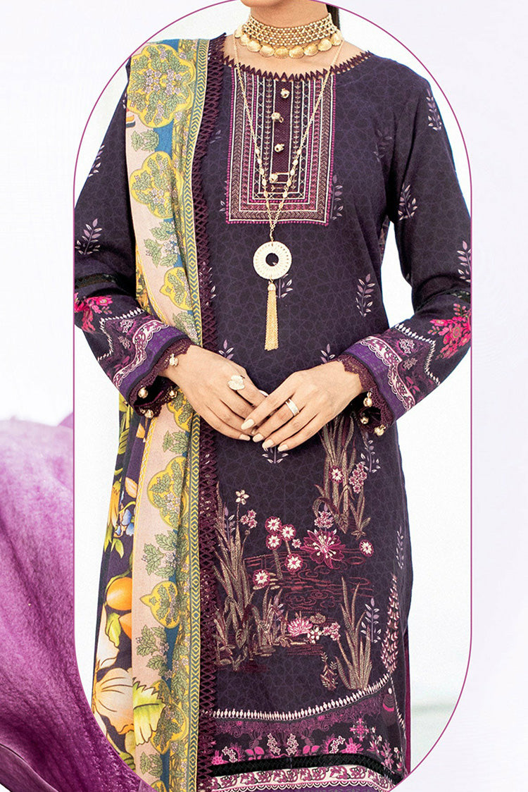 Picture of Lala - LW 0032 Blossom Embroidered Slub Linen Collection - Available at Raja Sahib