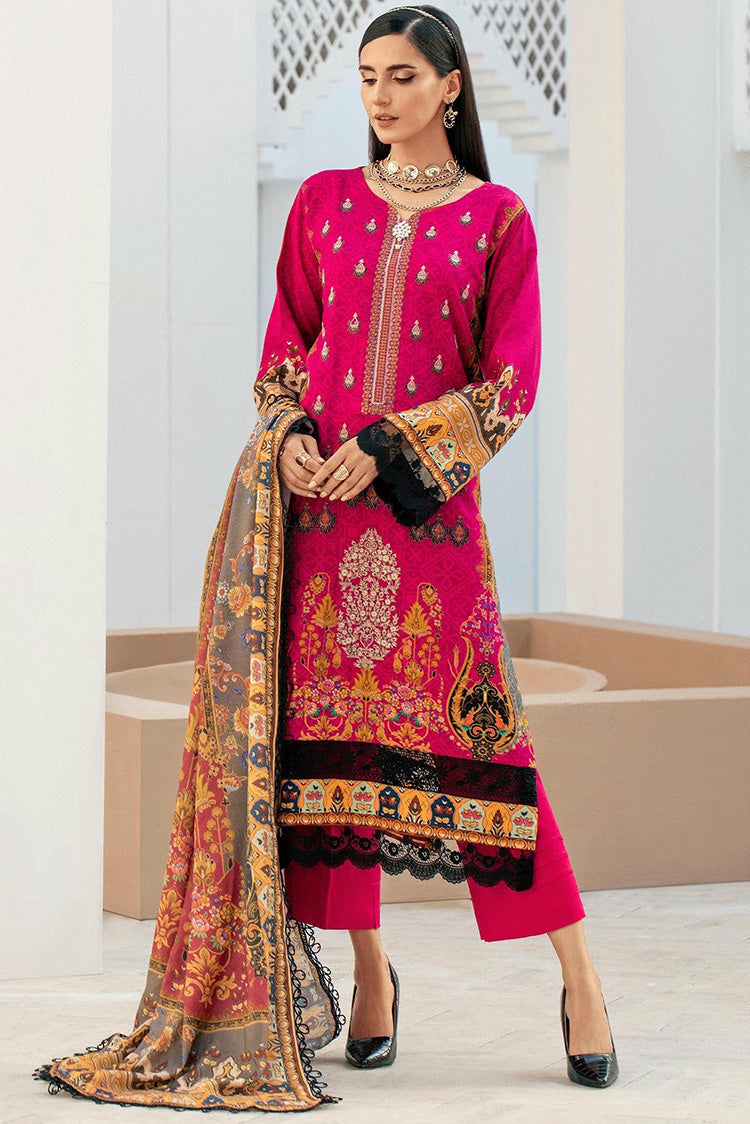 Picture of Lala - LW 0033 Blossom Embroidered Slub Linen Collection - Available at Raja Sahib